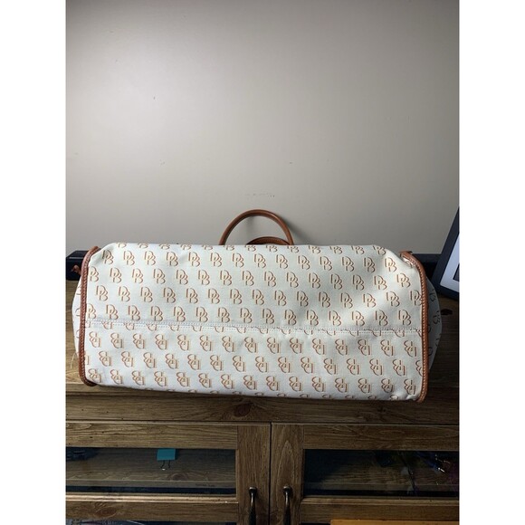 Dooney & Bourke Letter Logo Monogram Tote Bag Leather Canvas Beige - Picture 6 of 16